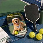 Personalised Pet Portrait Cute Pickleball Paddle Cover with Name Game Day Party Gift for Pickleball Lovers Players Pet Owners