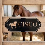 Personalized Silhouette Horse Stall Metal Sign with Name and Text Barn Decor Housewarming Gift for Horse Lovers Owners