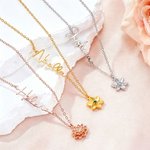 Individuell gestaltete Halskette mit Geburtsblume und Namen – zierlicher Schmuck als Geschenk zum Geburtstag oder zum Jahrestag für Freunde und Familie