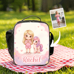 Personalized Cartoon Kid Character Animal Companion Backpack Lunch Bag Pencil Case with Name Back to School Gift for Kids Students