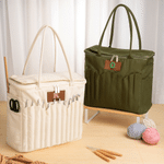 Personalised Knitting Letter Large Canvas Yarn Storage Bag with Name and Needle Pocket  Accessories Birthday Gift for Knitting Lover Mum Grandma
