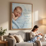 Personalised Baby Oil Portrait Photo Canvas Print with Title and Name Wall Decor Birthday Baby Shower Gift for Newborns