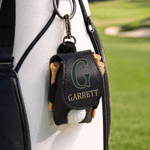 Personlig golfbollsväska i enkel stil med initialer i PU-läder och namn – perfekt present till matchdagar och födelsedagar för golfälskare