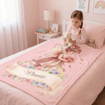 Personalized Birth Flower Fairy Multicolour Soft Throw Blanket with Name Home Nursery Decor Birthday Gift for Newborn Kid Girl