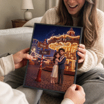 Personalized Photo Canvas Poster Flameless Painting Framed Painting with Name Anniversary Valentine's Day Gift for Couple