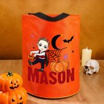Spersonalizowana torba w kształcie dyni z motywem postaci z kreskówek i oświetleniem LED z imieniem – prezent na imprezę halloweenową „Cukierek albo psikus” dla dzieci – chłopców i dziewczynek
