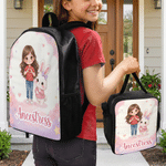 Personalized Cartoon Kid Character Animal Companion Backpack Lunch Bag Pencil Case with Name Back to School Gift for Kids Students