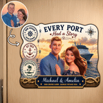 Personalized Cruise 3D Animation Style Photo Door Magnet with Text and Year Home Decor Family Reunion Cruise Travel Birthday Gift for Couple Family