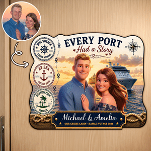 Personalized Cruise 3D Animation Style Photo Door Magnet with Text and Year Home Decor Family Reunion Cruise Travel Birthday Gift for Couple Family