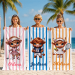 Personalised Sports Highland Cow Quick-Dry Oversized Beach Towel with Name Beach Party Daily Use Holiday Gift for Highland Cow Lovers Sports Lovers