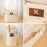 Personalised Knitting Letter Large Canvas Yarn Storage Bag with Name and Needle Pocket  Accessories Birthday Gift for Knitting Lover Mum Grandma