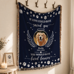 Personalized Pet Photo Angel Halo Wings Soft Tassel Throw Blanket with Name and Year Home Decor Pet Loss Memorial Gift for Pet Owner