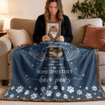 Personalized Pet Photo Angel Halo Wings Soft Tassel Throw Blanket with Name and Year Home Decor Pet Loss Memorial Gift for Pet Owner