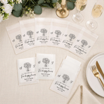 Personalized Black and White Line-Art Wedding Bouquet Tissue Packs Set of 10 with Couple Names Wedding Favors Party Gift for Guest Wedding Planner