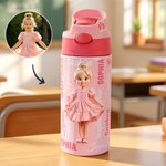 Gepersonaliseerde BPA-vrije doorzichtige waterfles met cartoonfiguur en naam cadeau voor nieuw schooljaar of verjaardag