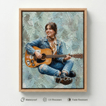 Personalized Oil Painting Style Guitarist Photo Canvas Prints with Name Home Decor Ship from USA Birthday Gift for Guitar Lover