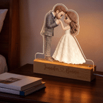 Personalised Couple Photo Acrylic LED Night Light with Text and Date Home Decor Wedding Anniversary Birthday Gift for Couple Newlywed