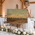 Personalized Retro Landscape Wedding Welcome Sign Wrapped Canvas Prints with Text and Date Ship from USA Housewarming Wedding Gift for Newlywed