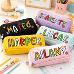 Personalized Pencil Notebook Apple Ruler Element Name Three-Layer Pencil Case School Supply Back to School Birthday Gift for Students Kids