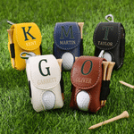 Personlig golfbollsväska i enkel stil med initialer i PU-läder och namn – perfekt present till matchdagar och födelsedagar för golfälskare