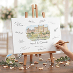 Personalized Venue Architecture Canvas Prints Wedding Guest Book Alternative with Text Wedding Decor Wedding Gift for Newlyweds