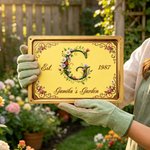 Panneau suspendu personnalisé en fer-blanc de style rétro, avec motif floral, lettres et chiffres, texte et année – Décoration de jardin et d'extérieur – Cadeau d'anniversaire pour la famille et les a