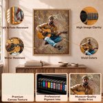 Personalized Oil Painting Style Guitarist Photo Canvas Prints with Name Home Decor Ship from USA Birthday Gift for Guitar Lover