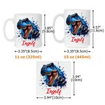 Personalized Ink-Splashed Dinosaur Multicolor 11 oz 15 oz Ceramic Mug with Coaster Daily Use Back to School Birthday Gift for Kids Dinosaur Lovers