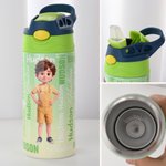 Gepersonaliseerde BPA-vrije doorzichtige waterfles met cartoonfiguur en naam cadeau voor nieuw schooljaar of verjaardag