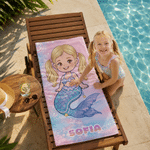 Personalized Cartoon Fantasy Mermaid Photo Soft Quick Dry Beach Towel with Name Summer Holiday Party Birthday Gift for Girls