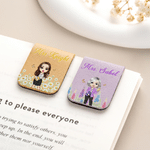 Personalised Cartoon Character Birth Flower Magnetic PU Leather Bookmark Clip with Text Back to School Teacher's Day Gift for Teacher Educator