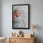 Personalised Baby Oil Portrait Photo Canvas Print with Title and Name Wall Decor Birthday Baby Shower Gift for Newborns