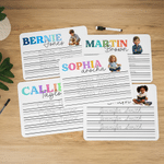 Personalized Reusable Cartoon Photo Acrylic Early Writing Practice Name Tracing Board with Dry-Erase Pen Learning Teaching Tool Birthday Gift for Kid