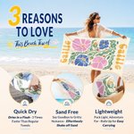 Personalized Multicolor Floral Quick Dry Oversized Beach Towel with Name Travel Essentials Birthday Summer Vacation Party Gift for Women