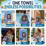 Personalized Cute 3D Diving Kid Sea Animal Quick Dry Soft Oversized Beach Towel with Name Summer Vacation Beach Party Birthday Gift for Boys Girls