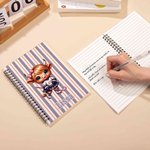 Personalised Ball Sports Highland Cow A5 Spiral Notebook with Name Birthday Daily Use Gift for Sports Lovers Students Friends
