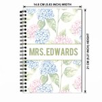 Personalized Watercolour Floral Spiral Notebook with Text Recording Accessory Teacher's Day Appreciation Birthday Gift for Teachers