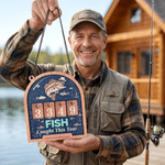 Personalized Fish Pattern Fishing Tally Counter Sign with Text and Number Home Wall Desk Decor Birthday Gift for Man Husband Father