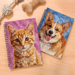 Personalised Oil Painting Style Pet Photo Spiral A5 Notebook with Name Writing Use Birthday Gift for Pet Lovers Friends