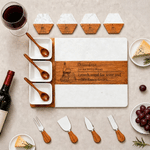 Personalised Red Wine Charcuterie Pattern Acacia Marble Chopping Board Coaster Set with Engraved Text Mother's Day Housewarming Gift for Mum