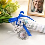 Personalised Vintage Bridal Bouquet Charm with Photo and Engraved Text Wedding Remembrance Gift for Wedding Bride