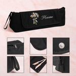 Personalised Oil Painting Birth Flower Portable Heating Rod Storage Bag with Name Travel Accessories Christmas Gift for Women