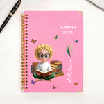 Personalised Birth Flower Cartoon Character 2026 Planner A5 Notebook with Name and Weekly Monthly Planner Pages Daily Use Birthday Gift for Friend
