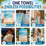 Personalized Sandbeach Theme Mr. and Mrs. Quick Dry Oversized Beach Towel with Initial Names and Text Beach Party Anniversary Birthday Gift for Couple