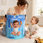Personalized Cartoon Character Storage Laundry Basket with Name and Durable Handles Back to School Birthday Gift for Kids