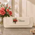 Personalised Oil Painting Birth Flower Portable Heating Rod Storage Bag with Name Travel Accessories Christmas Gift for Women