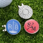 Individuell gestaltbares Golfball-Stempelset mit Hutclip, mehrfarbiger Tinte und personalisiertem Initialenmarker – ein Geschenk für Golfer