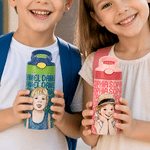 Personalised Watercolour Style Photo 12 oz Insulated Water Bottle with Name and Straw Daily Use Back to School Birthday Gift for Kids Boys Girls