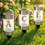 Personalized Floral Vine Initial Number Solar Garden Light with Text Garden Decor Birthday Memorial Gift for Family Gardener