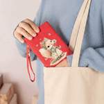 Personalised Cartoon Animal Dog Rabbit Tri-Fold PU Leather Wristlet Purse with Card Holder and Name Birthday Anniversary Gift for Mother Sister Woman